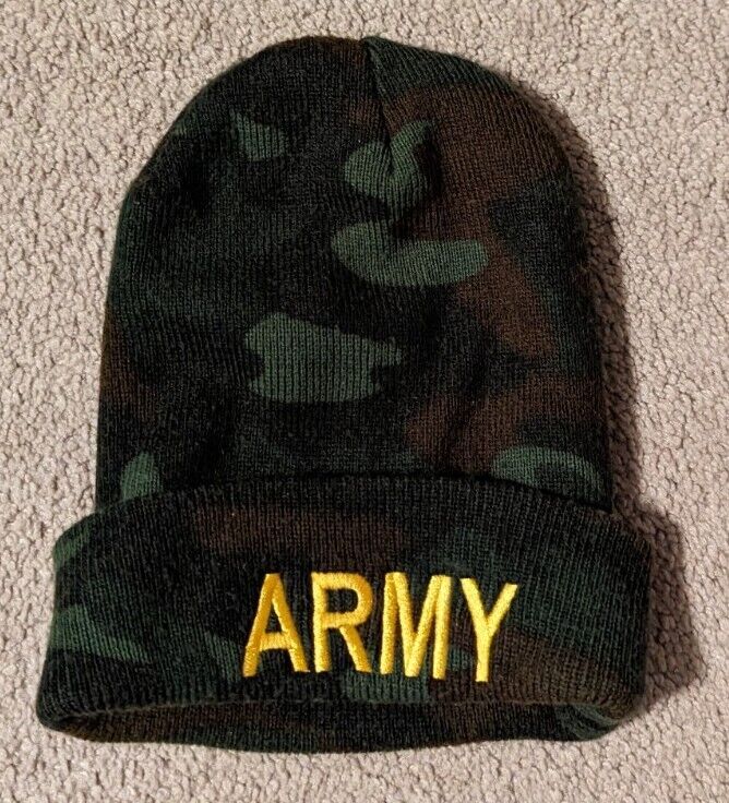 U.S. Army Military Embroidered Beanie Skull Winter Cap Hat New Camo Green