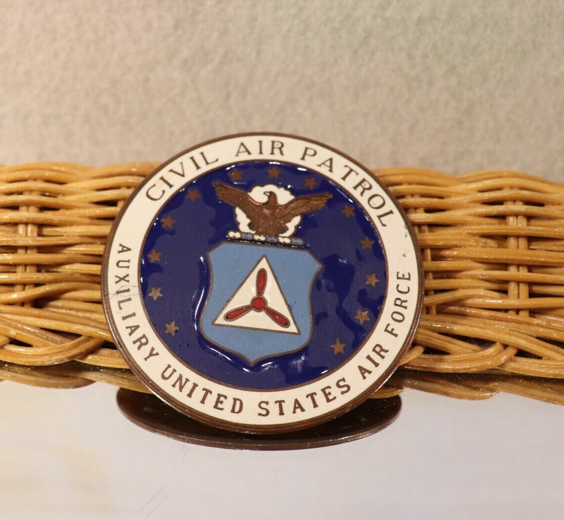RARE VTG CIVIL AIR PATROL AUXILIARY UNITED STATES AIR FORCE BRASS ENAMELED MEDAL