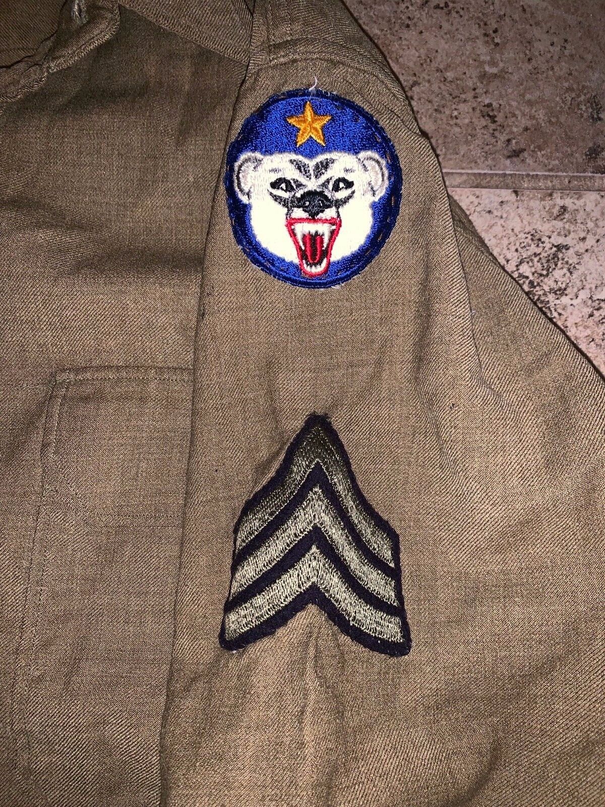 Vintage WWII US Military US Army Uniform Shirt - Alaskan Department Sargent Stri