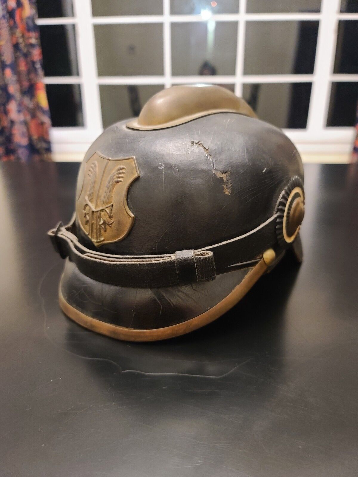 Antique German Fireman Picklehaube Helmet Frankfurt