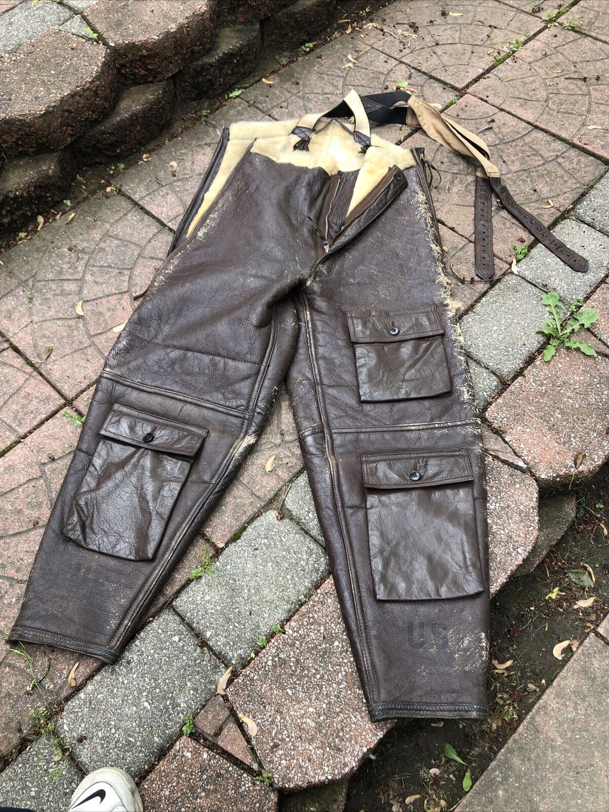 WWII U.S. Navy M-446 Leather Shearling Lined Winter Flight Pants