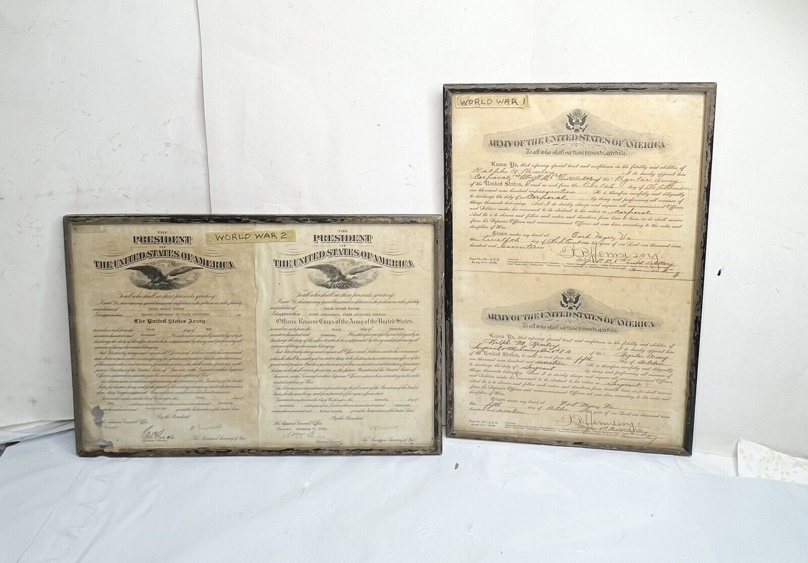 WW1 & WW2 Signed & Framed Discharge Papers 