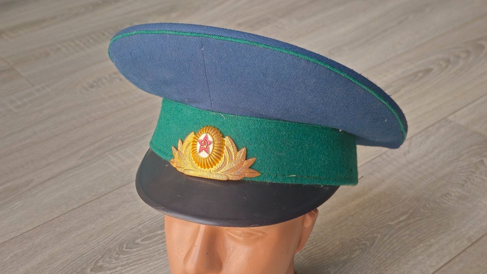 Soviet USSR Border Guard Officer Visor Cap Green Band Military Hat Size 56
