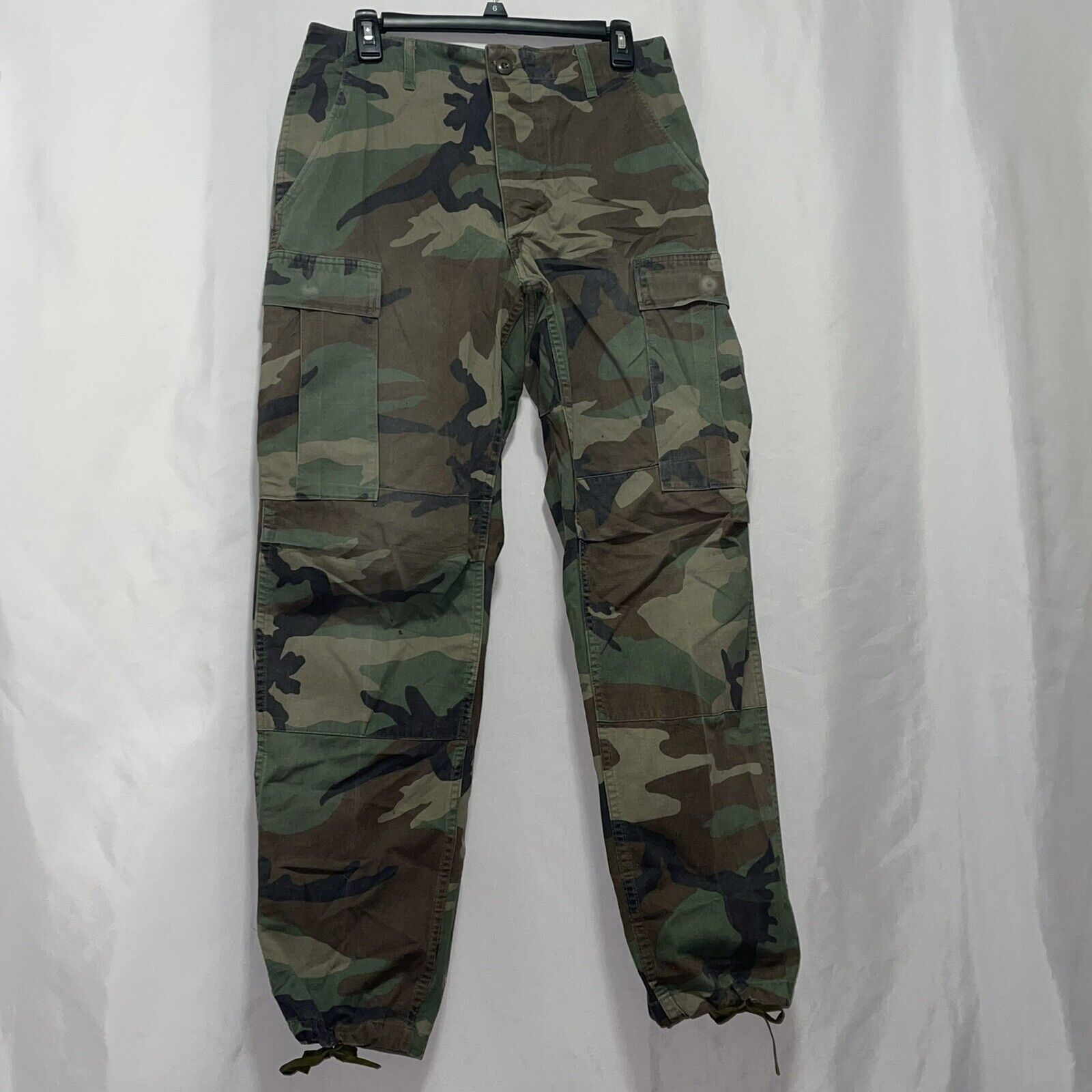 Military issue camo cargo pants joggers mens size small has flaws e380