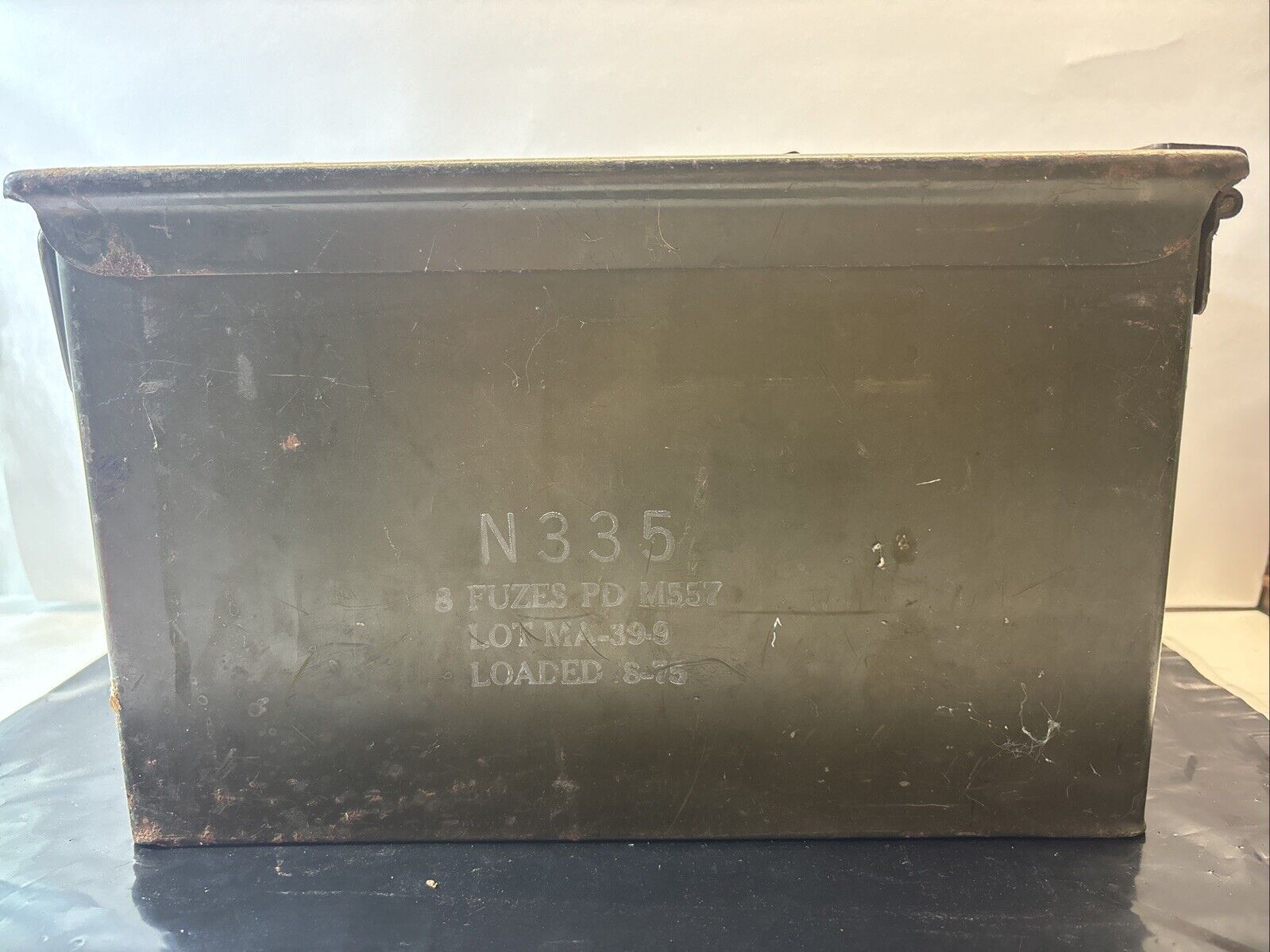 Military Empty Box N335, Vintage U.S., Army Green, 11x5.5x7