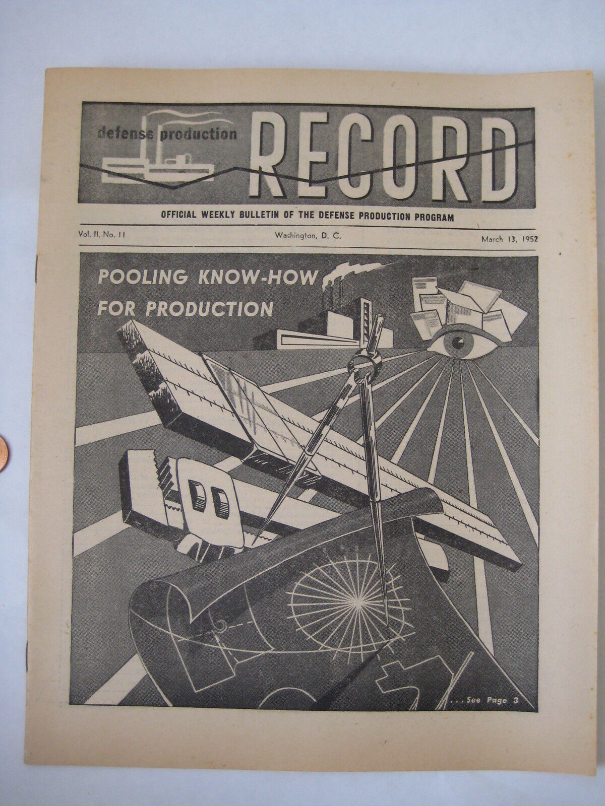 vintage 1952 Defense Record mid century modern design cover engineer tool Atomic