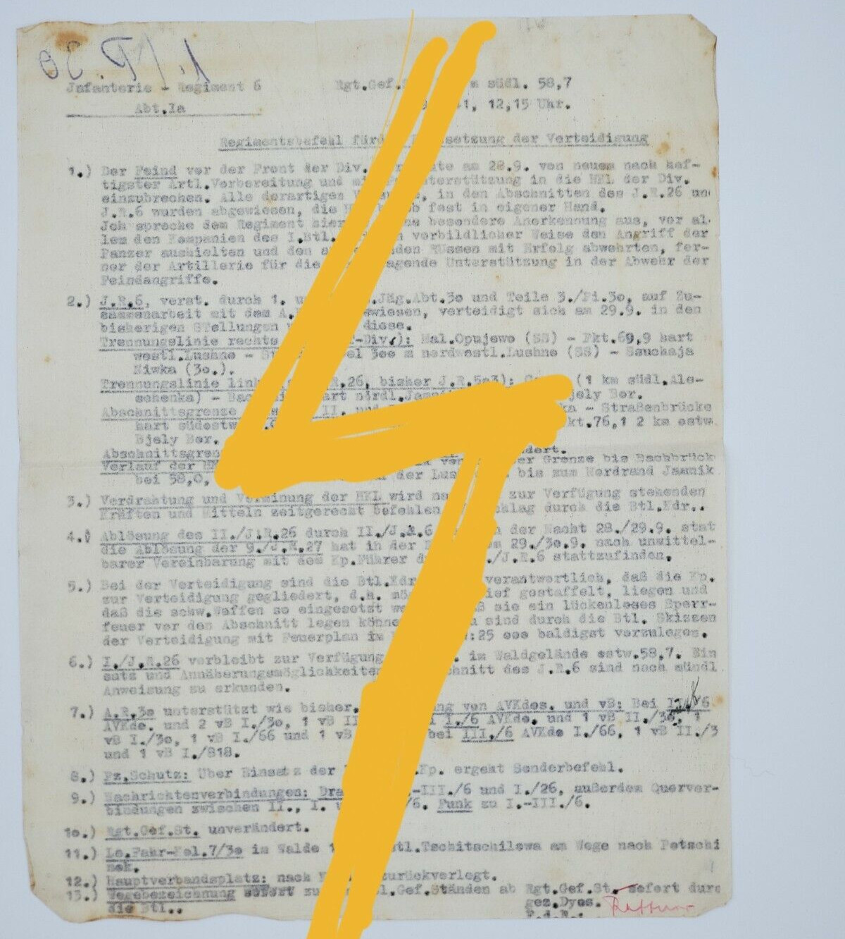 WW2 Original German Barbarossa 6th IR Wehrmacht document orders elite defensive