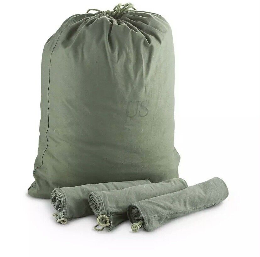 US Army BARRACKS BAG OD Green 100% Cotton Large Laundry Bag  USGI WITH DEFECTS