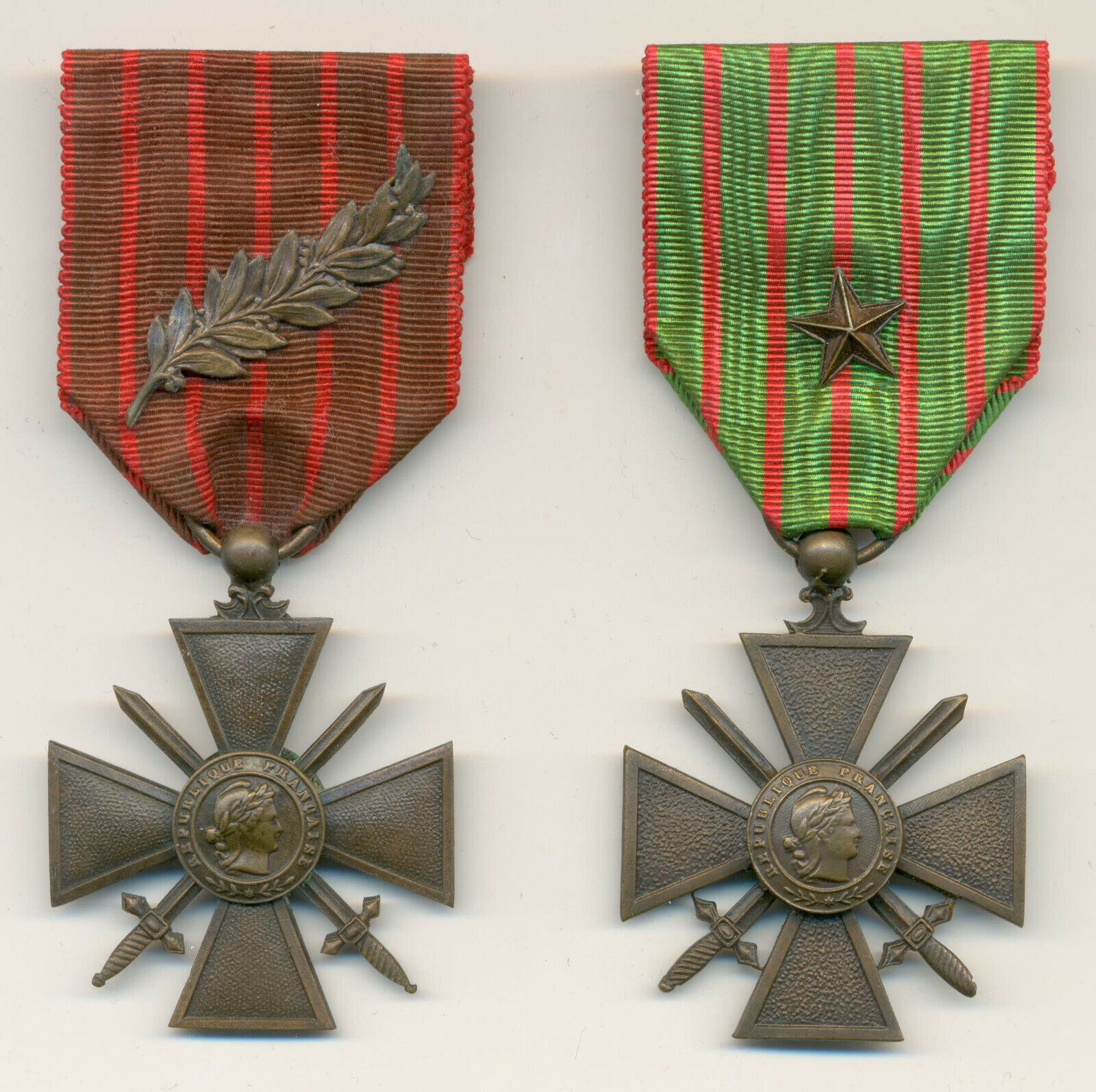 France Third Republic Pair of Croix de Guerre