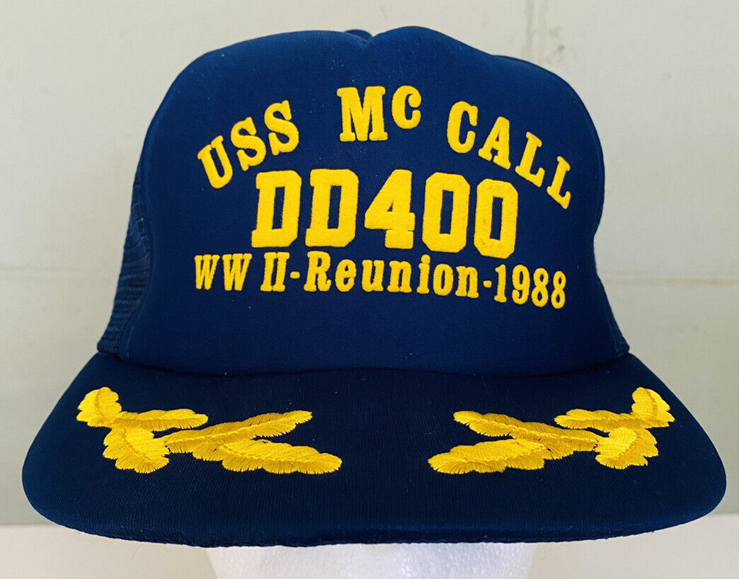 Vintage USS Mc Call DD400 WW2 1988 Reunion US Navy Military Hat Adjustable