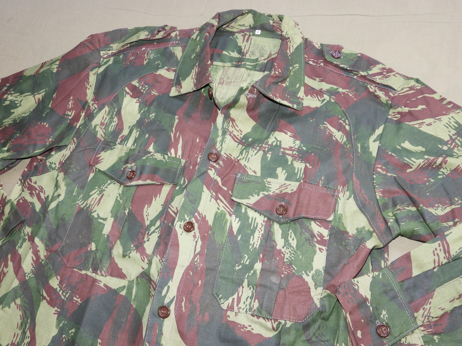Portuguese Angola War SADF 32BN FAPLA Lizard Camo HBT Combat Shirt SIZE 0 RARE