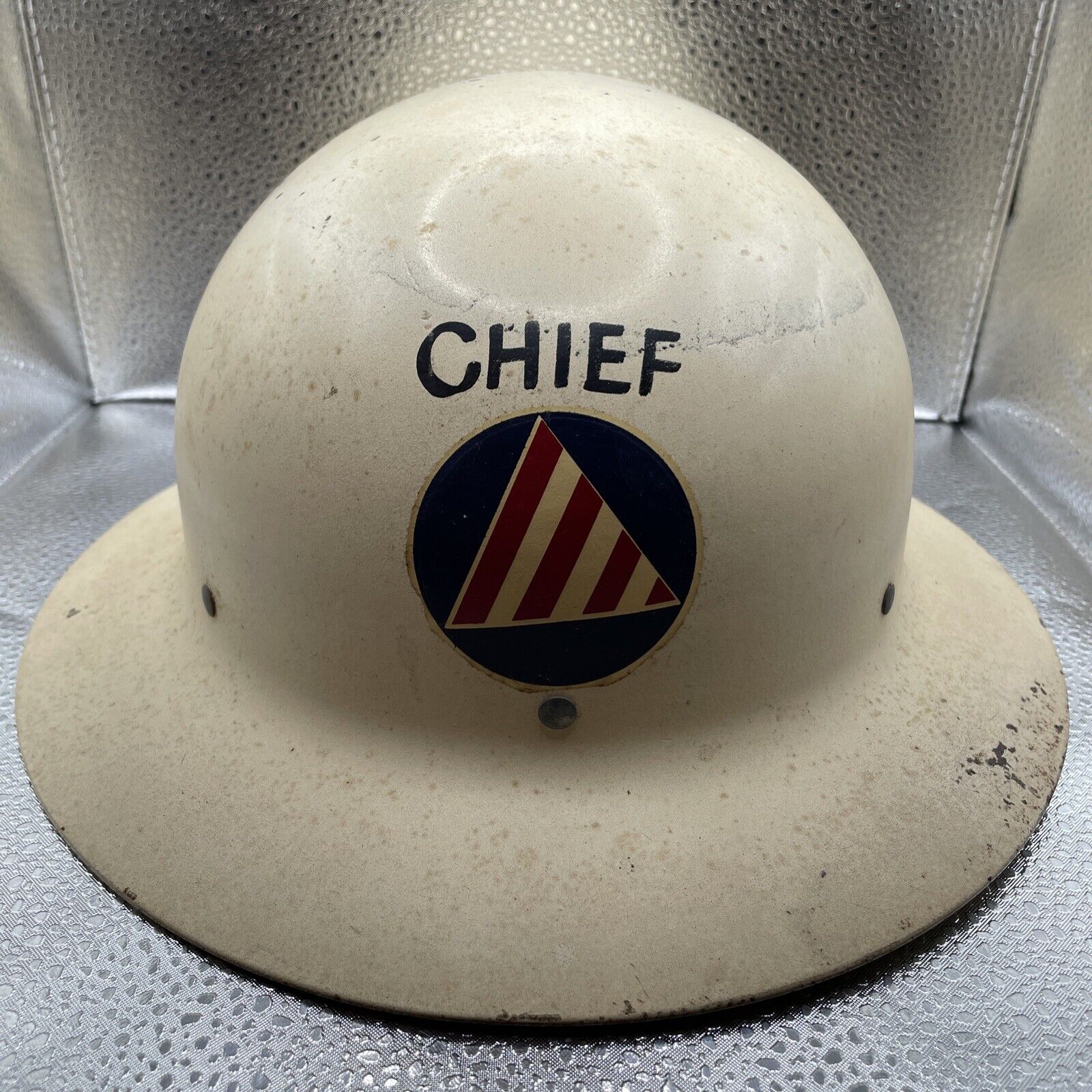 Original WWII CHIEF Civil Defense Helmet WW1  with Chin Strap