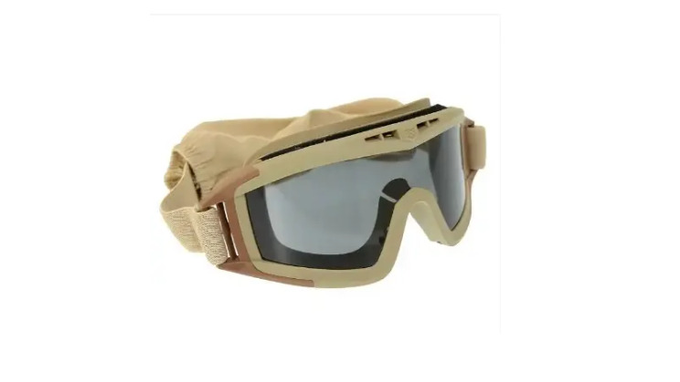 Tactical goggles mask with interchangeable lenses. sand color
