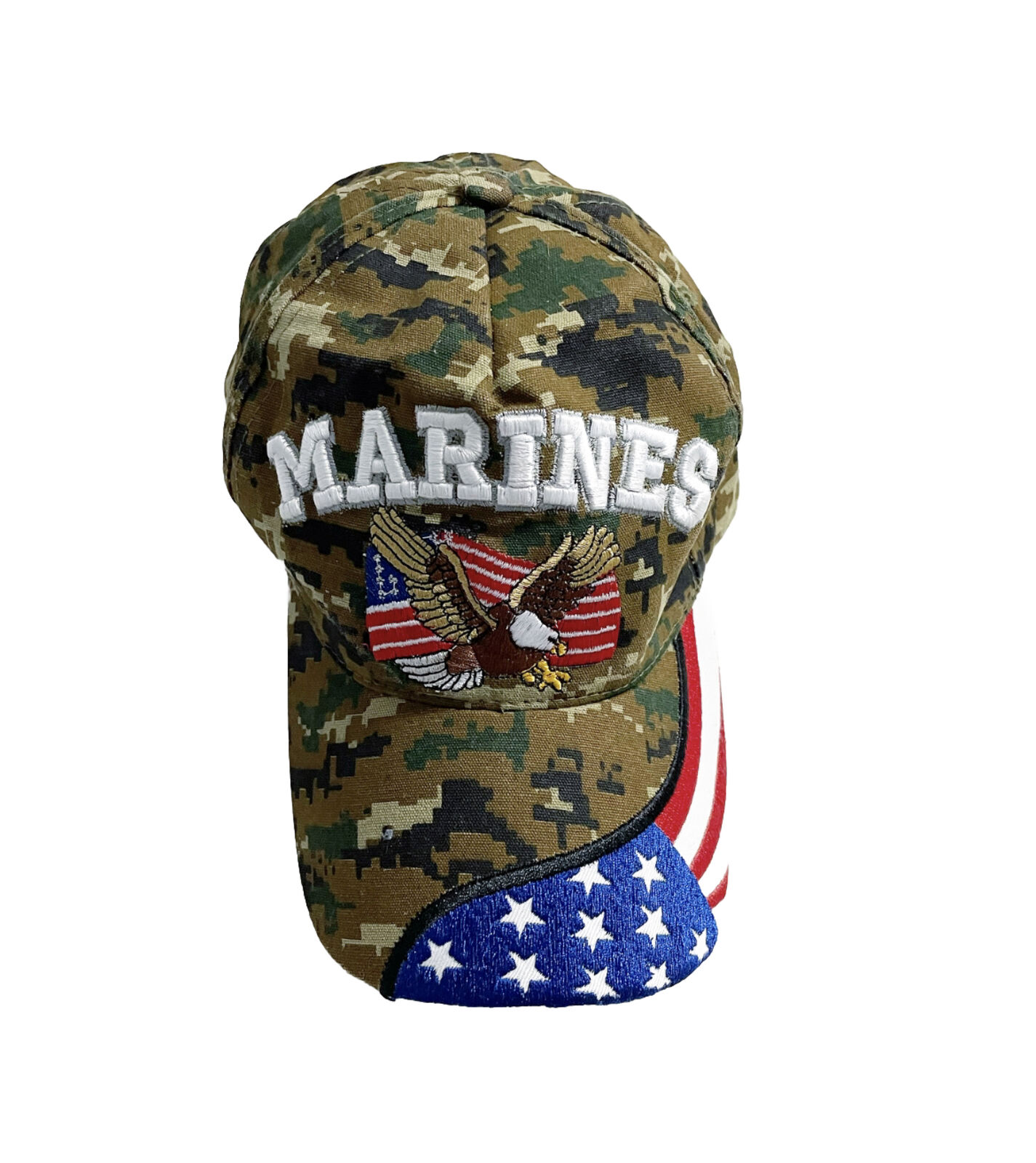 U.S. MARINES Corps Camo Hat Men’s 100% Cotton American Flag Eagle Adjustable Cap