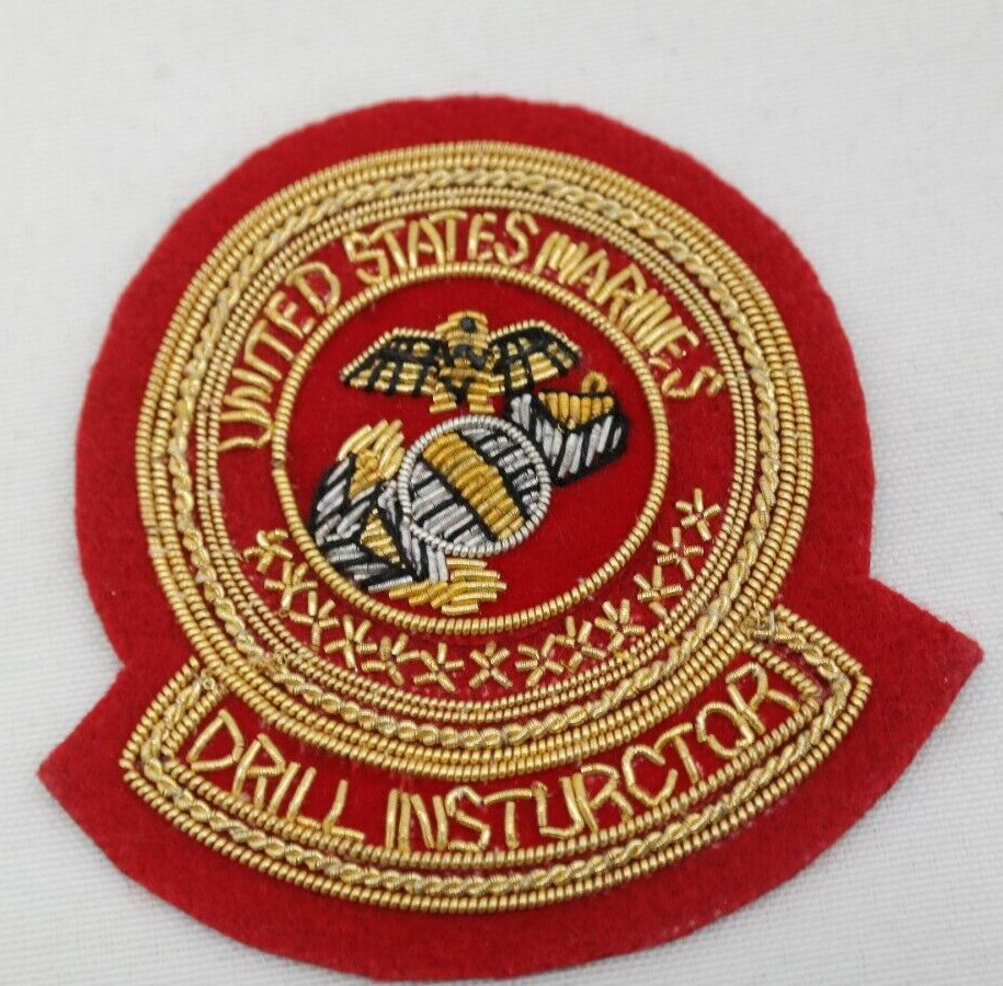 United States Marine Corps Drill Instructor Bullion Patch Red & Gold   AL