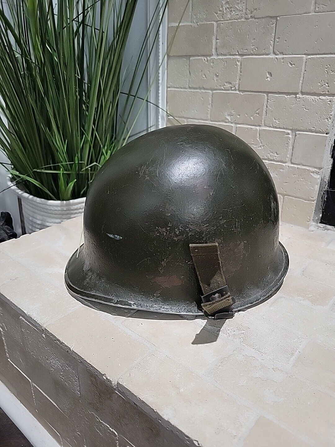 WW II WW2 US Original Helmet Shell Field Gear Equipment Fixed Bale Front Seam FB