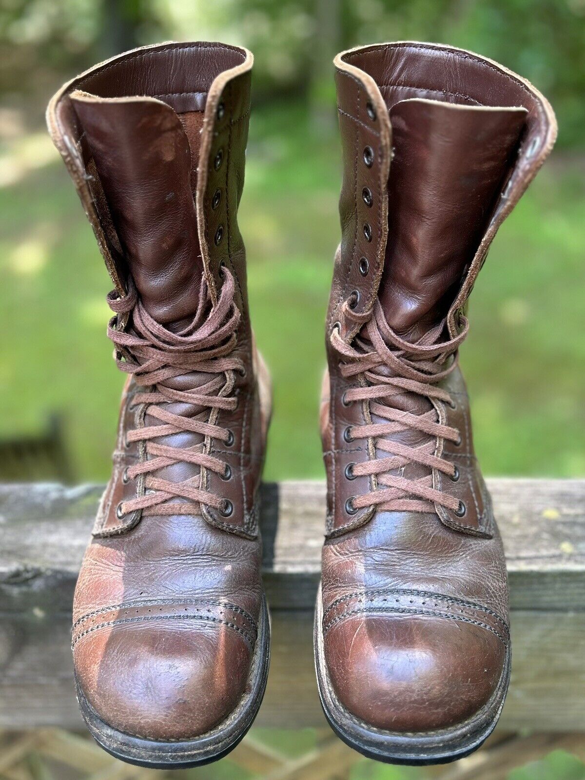 WW2 US Army Reproduction Paratrooper Jump Combat Boots At The Front Repro 9D