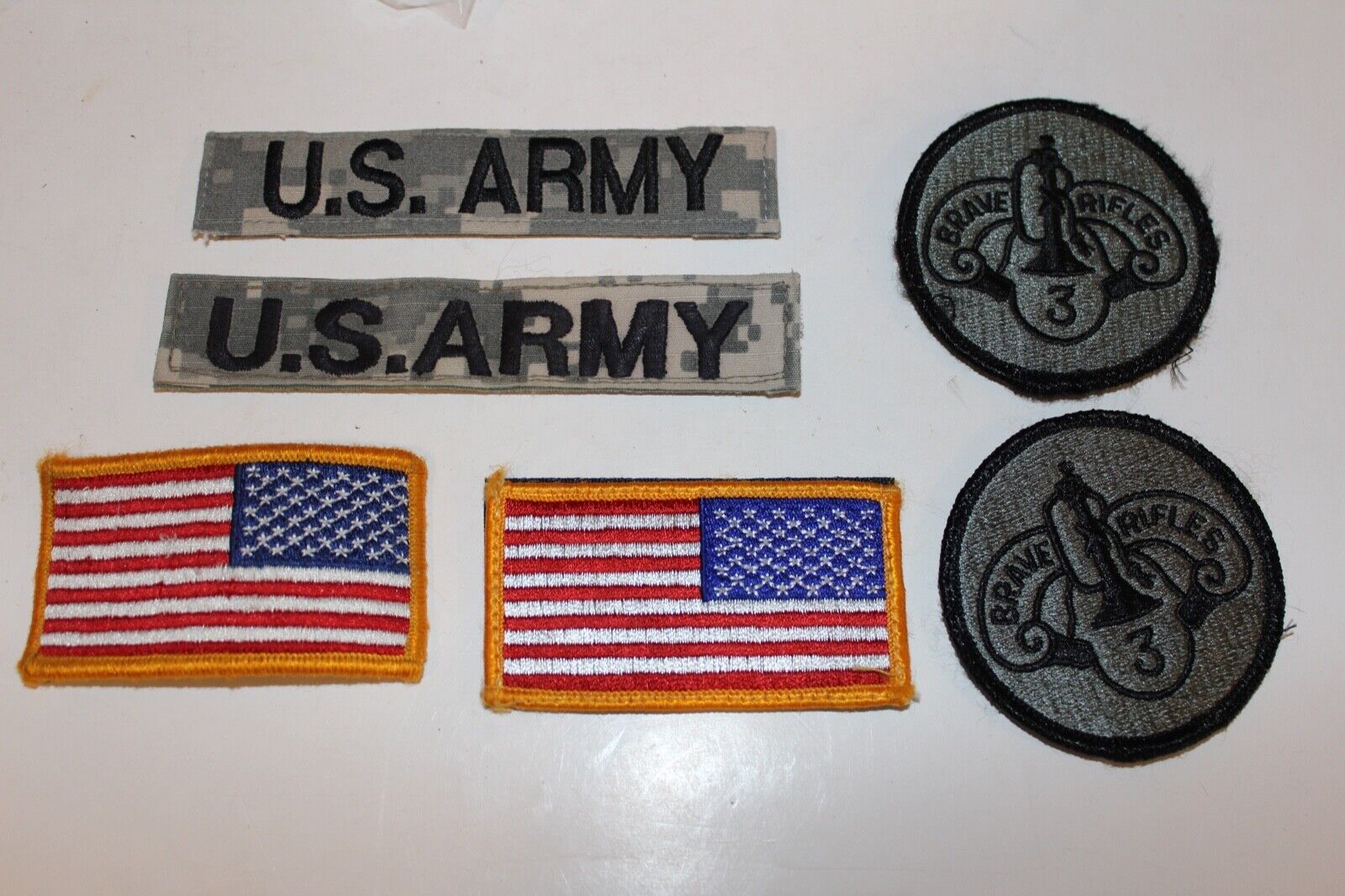 Lot of Military Veteran Patches Brave Rifles US Army Tape Flag 6PC ACU