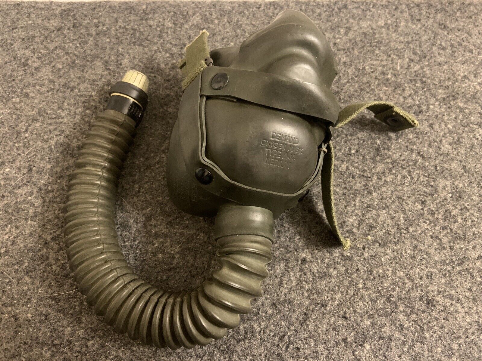 WWII Aviation Pilot Flight Helmet A-14 Oxygen Mask ~ 2-44 Dated