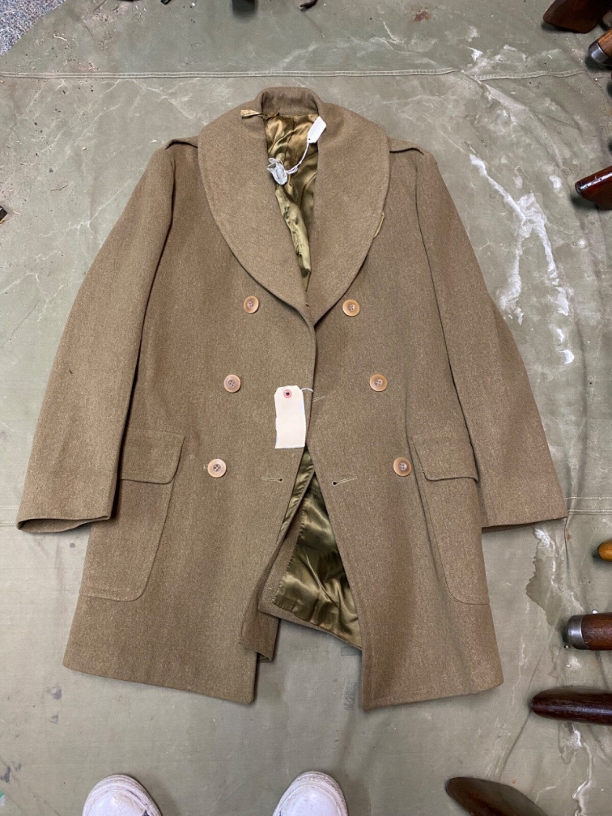 ORIGINAL WWII US ARMY WINTER M1938 OFFICER "CUT DOWN" OVERCOAT- LARGE 44R