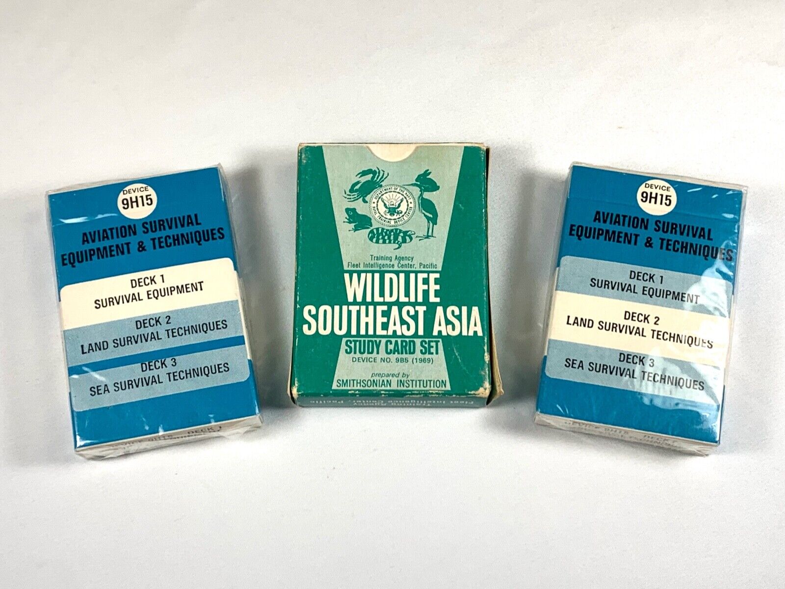 US MILITARY Vietnam Era Study Cards Lot of 3 Wildlife ID & Survival from 1969