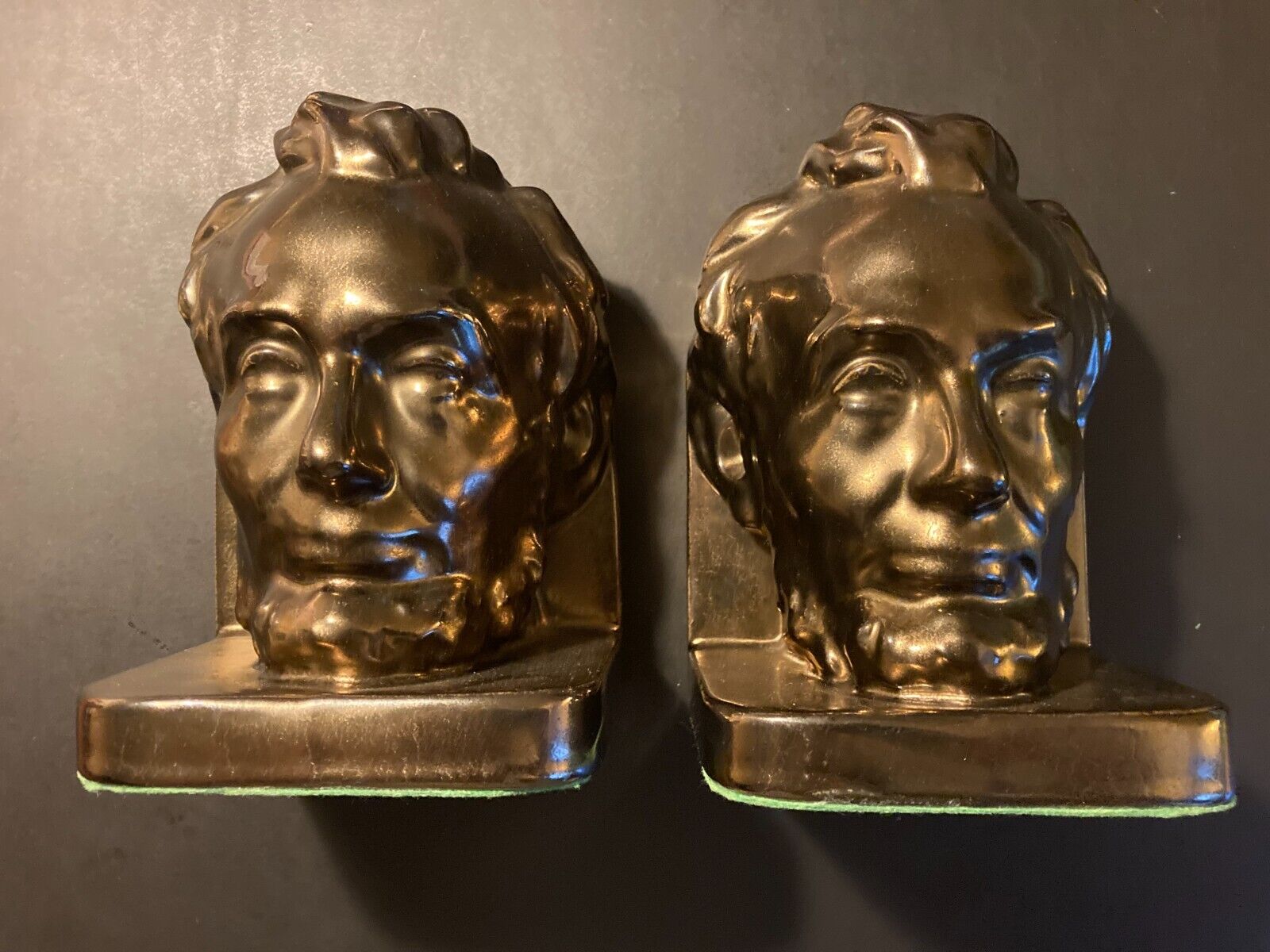 Set of (2) Abraham Lincoln Brass Book Ends