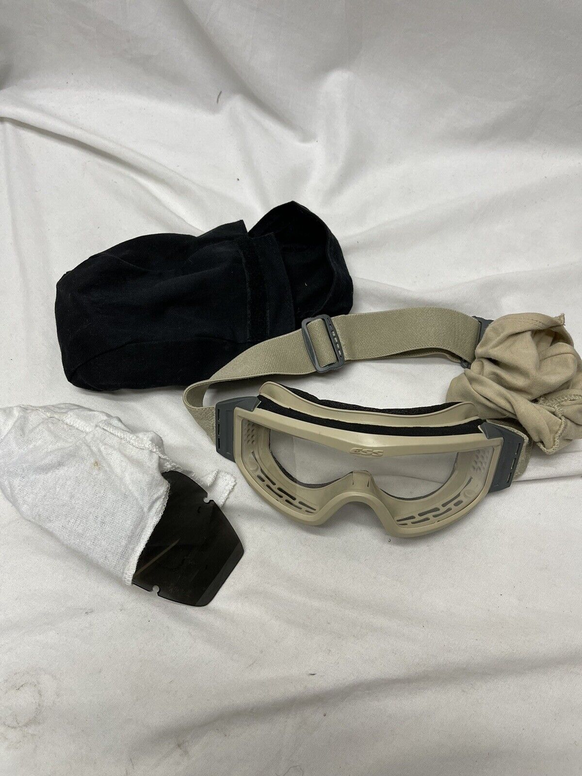 US Military ESS Profile NVG Ballistic Goggles - Desert Tan Clear & Smoke Lenses