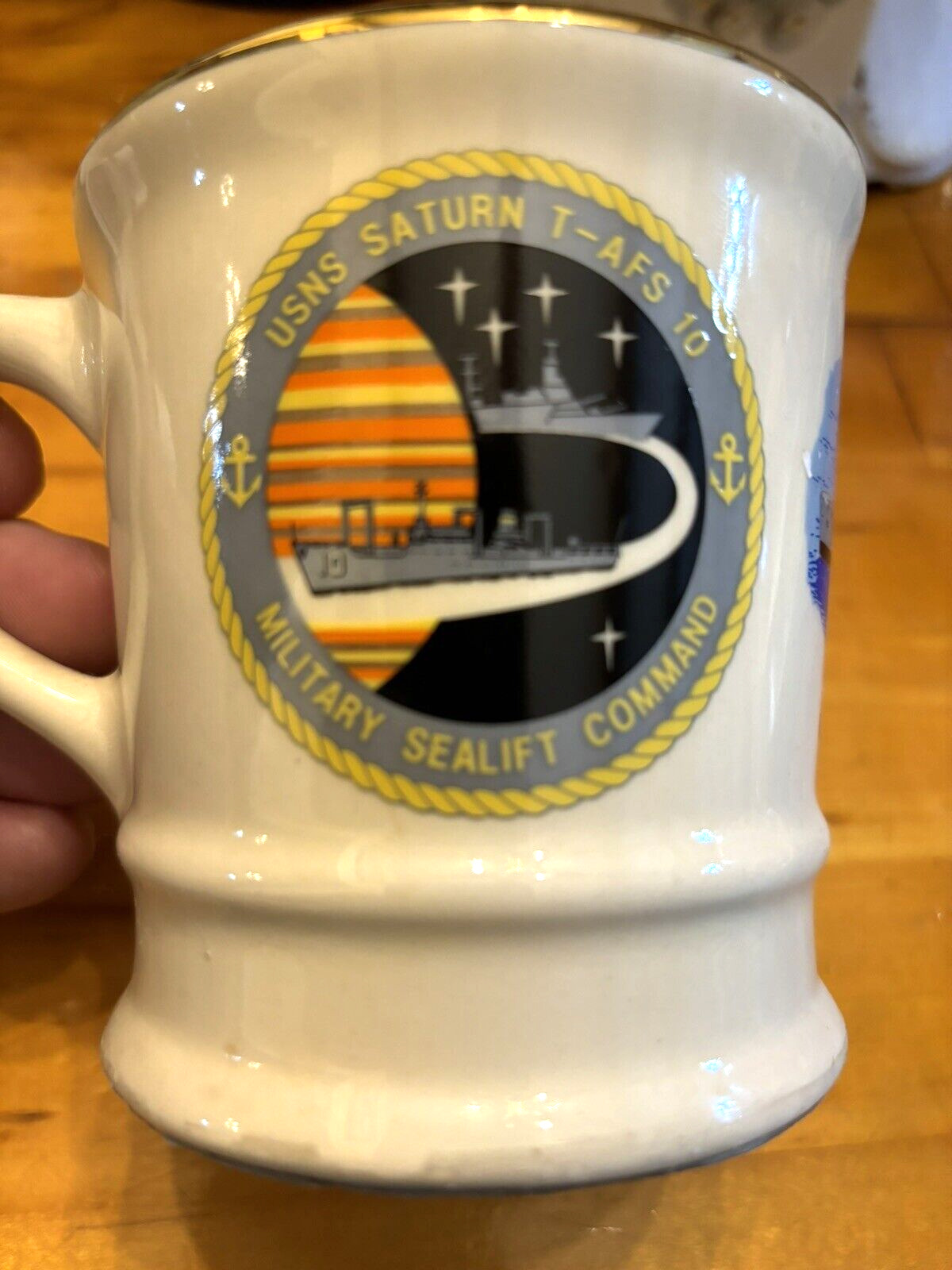 Vintage USNS Saturn T-AFS 10 Military Sealift Command US Navy Coffee Mug