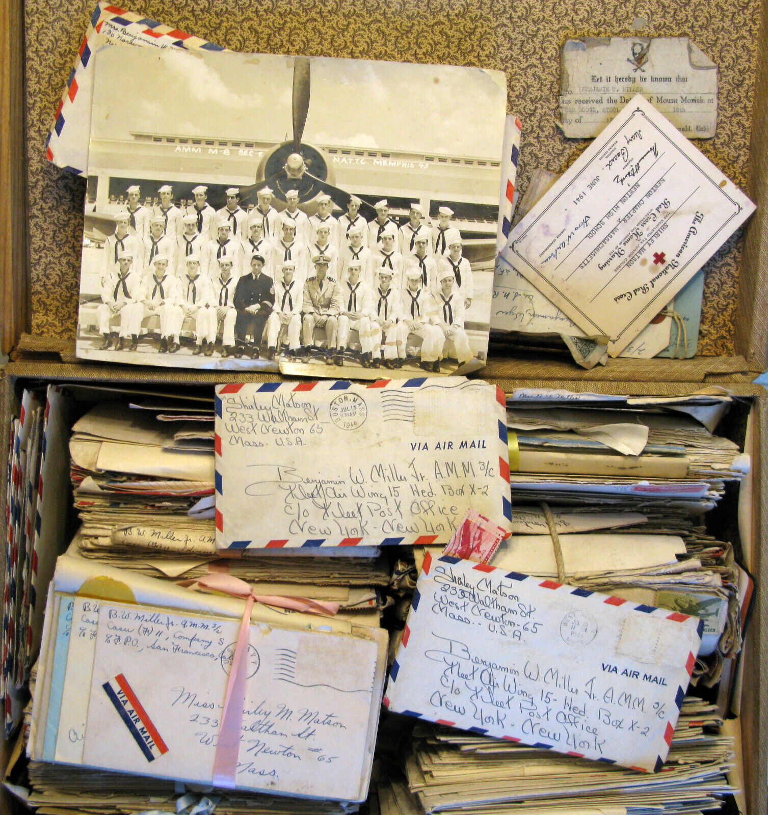 FANTASTIC COLLECTION WWII USN SOLDIER WAR LOVE BATTLE LETTERS PHOTOGRAPHS RARE 