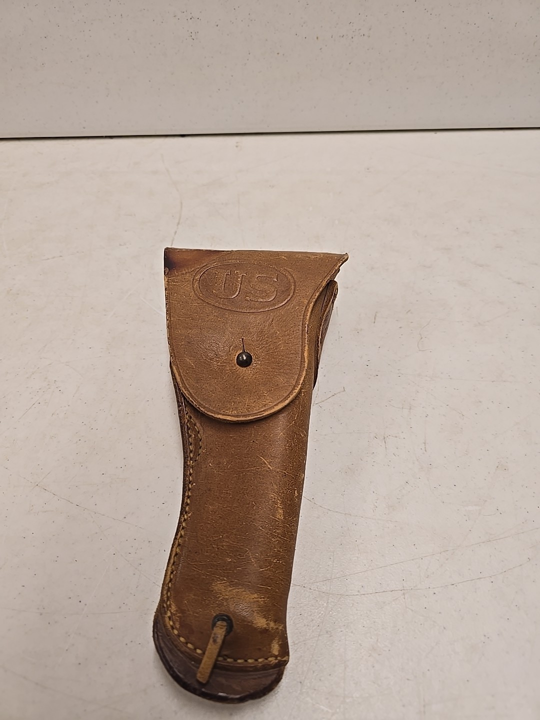 Vintage WW2 US Army Milwaukee Saddlery Co Brown Leather Side Arm Holster 1942