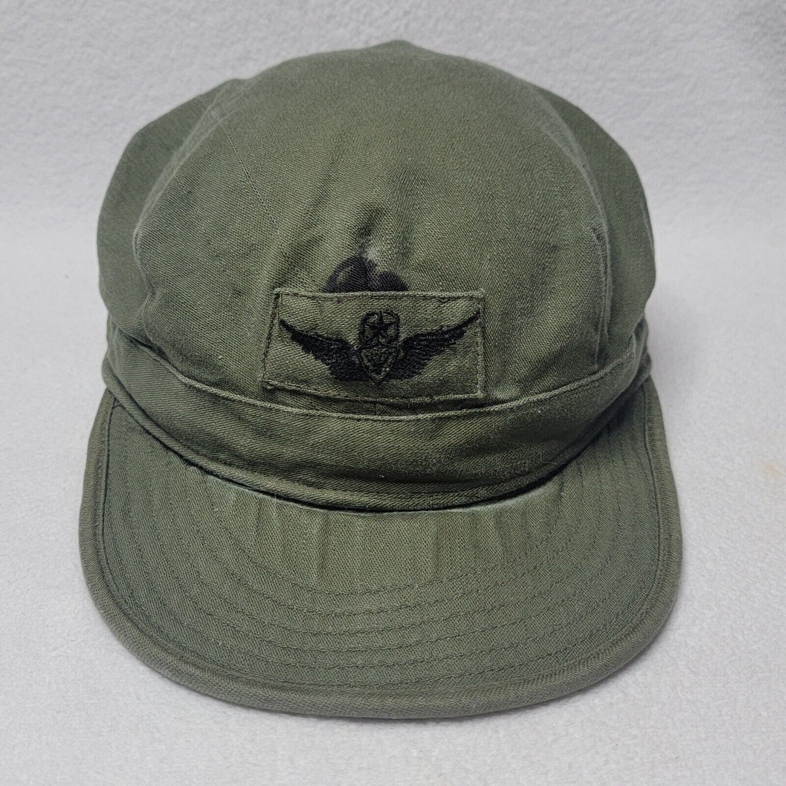 Vintage 1952 Army Master Aviator Military Issued Utility Field Cap Green Faded
