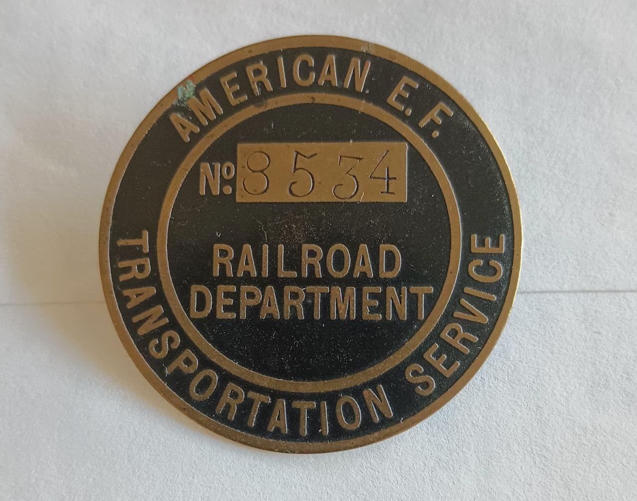 AEF RAILROAD DEPARTMENT TRANSPORTATION SERVICE BRONZE BADGE WWI WORLD WAR 1