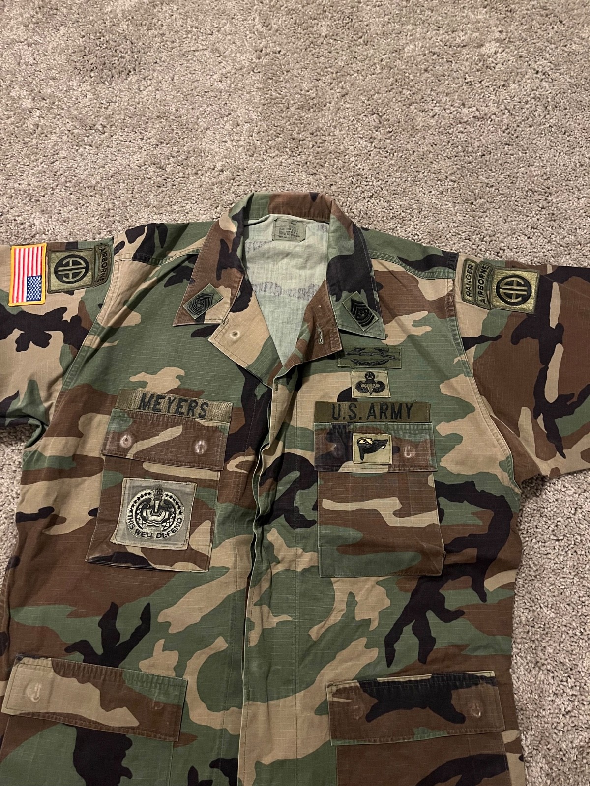 82nd airborne bdu jacket CSM patched rare