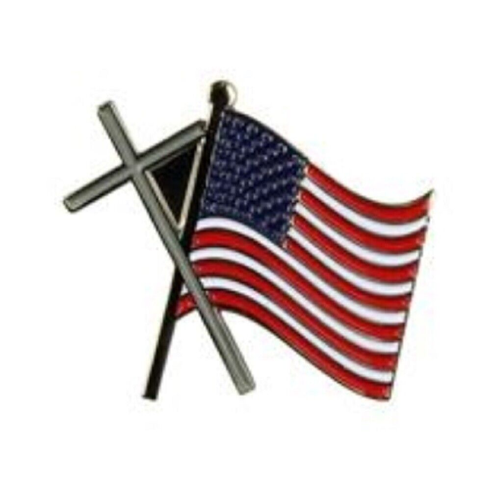 American Flag with Cross Lapel Pin 77062