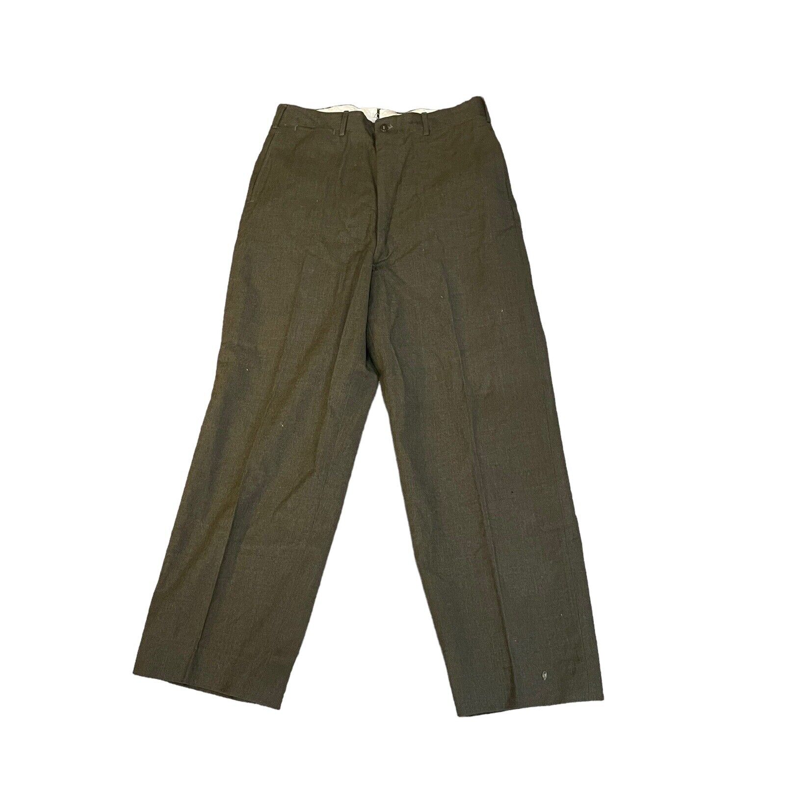 1950s Wool Military Pants Field Trousers Green Men's 32” Waist 29” Inseam