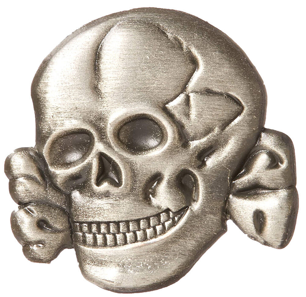 Skull and Bones pin, 1 inch hat/lapel pin, pewter
