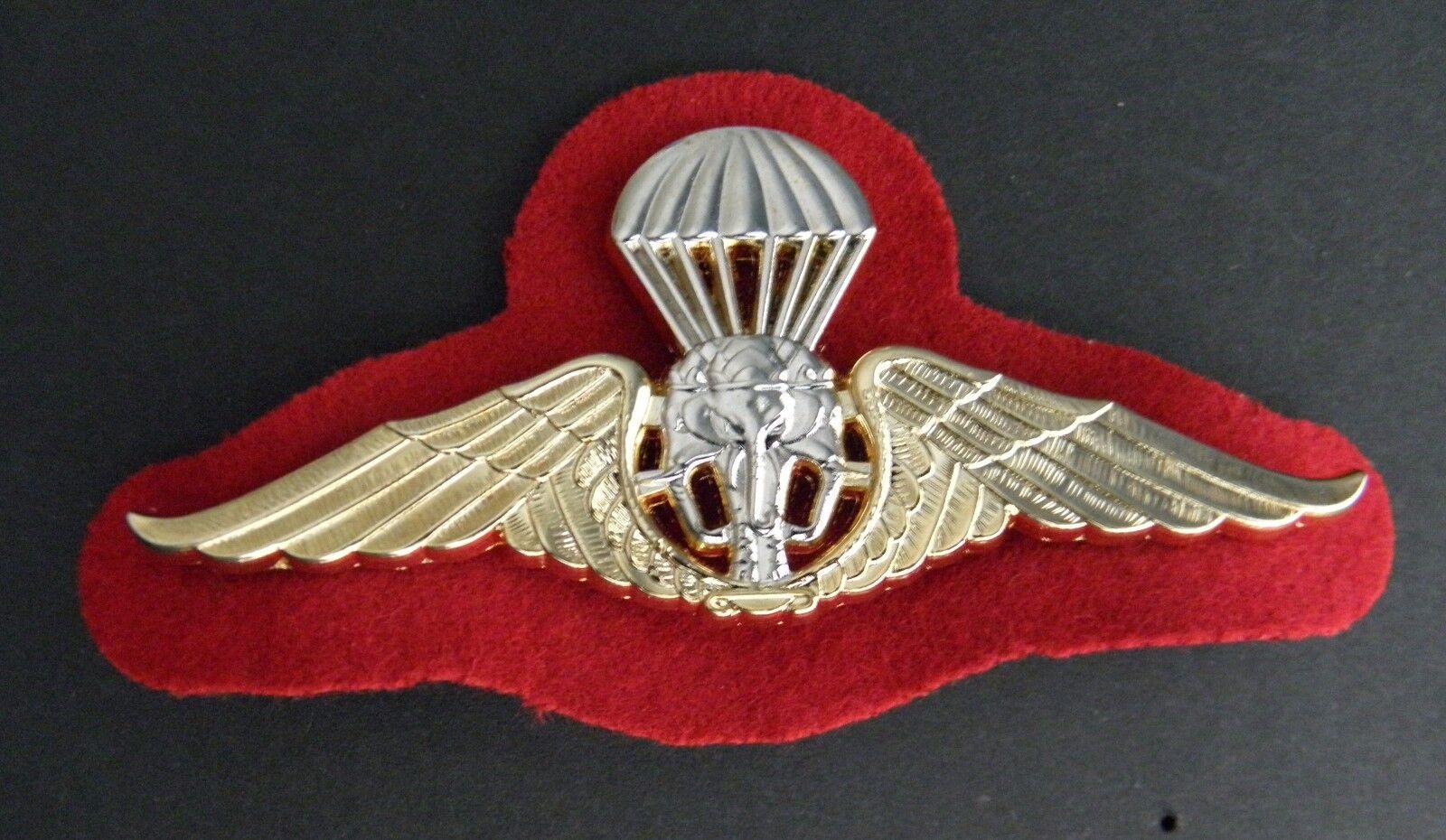 THAILAND PARATROOPER JUMP WINGS JACKET HAT PIN BADGE 3.75 INCHES THAI