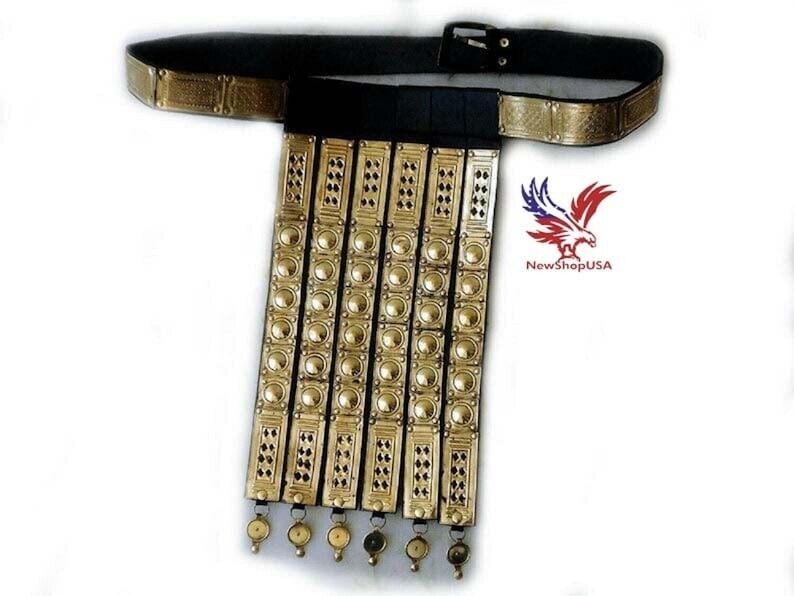 brass armor roman legionary\'s belt straps with Brass decoration Medieval Replica