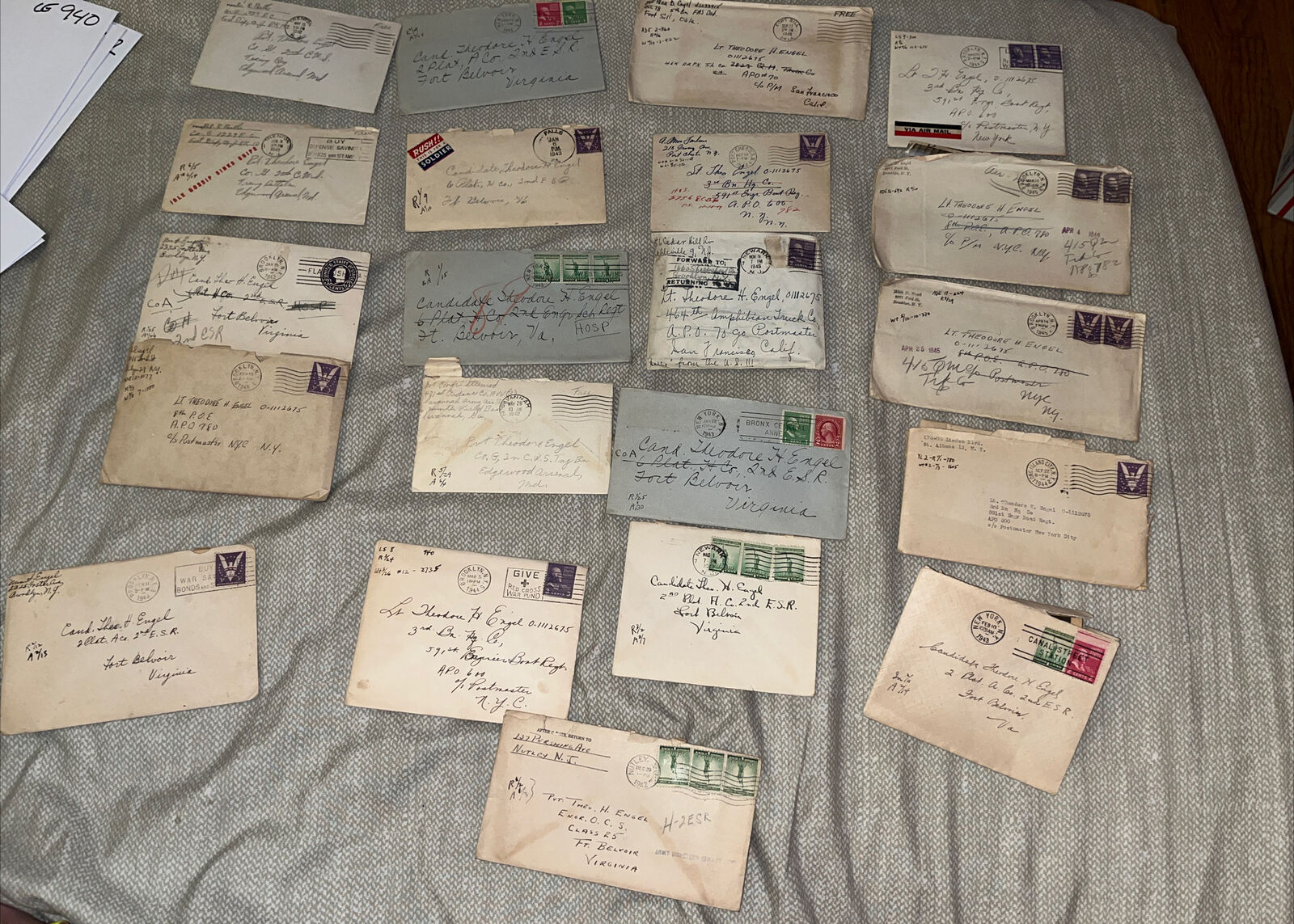 Lot of 20 WWII Letters to Navy Private Turned Lieutenant 1942-1945 + News Photos