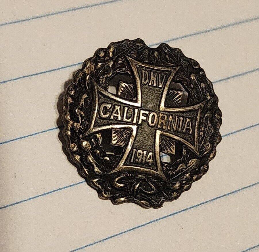Rare Antique Iron Cross Sterling Silver C Clasp Pin. Marked California 1914 Not