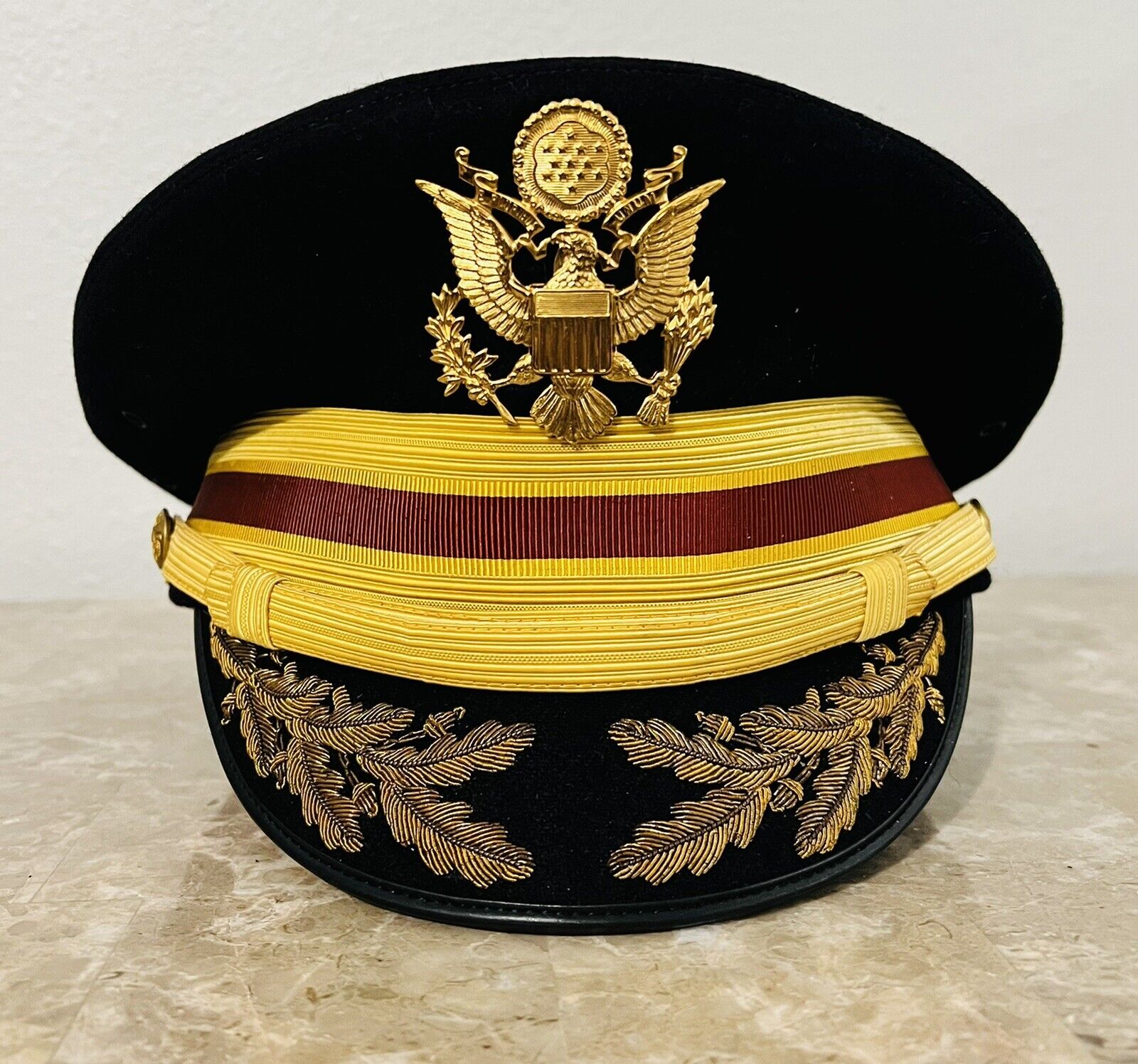 Vintage US Army Field Officer's Cap Cap Braid Brown Kingform Cap 7 1/8