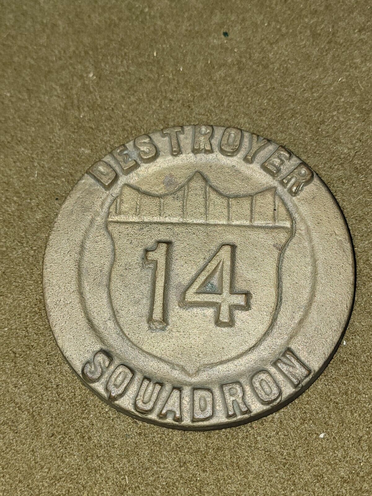 RARE US Navy Destroyer Squadron 14 Desk Medallion