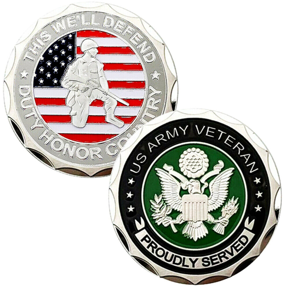 ARMY Military VETERAN Proudly Served Challenge coin Commemorative Collectible US