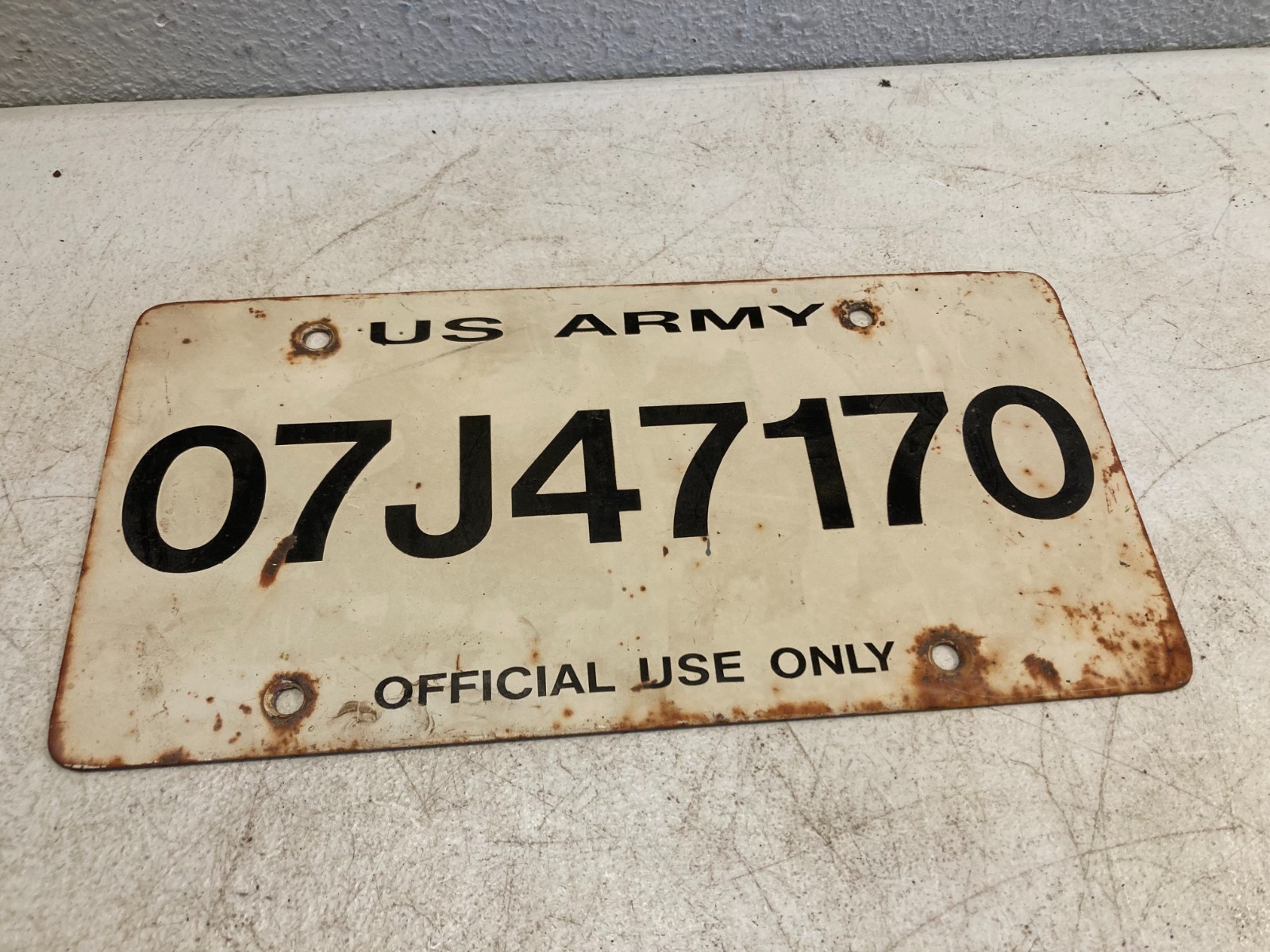 Vintage US Army License Plate Official Use Only Metal Military Vehicle Tag