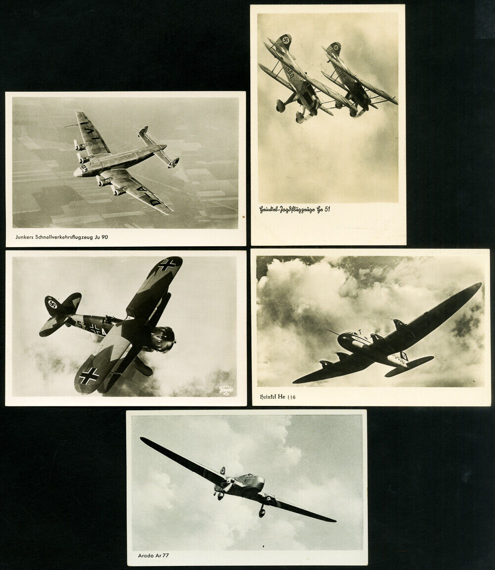 Germany Lot Of 5 WW1-2 Early Photo Airplane Cards