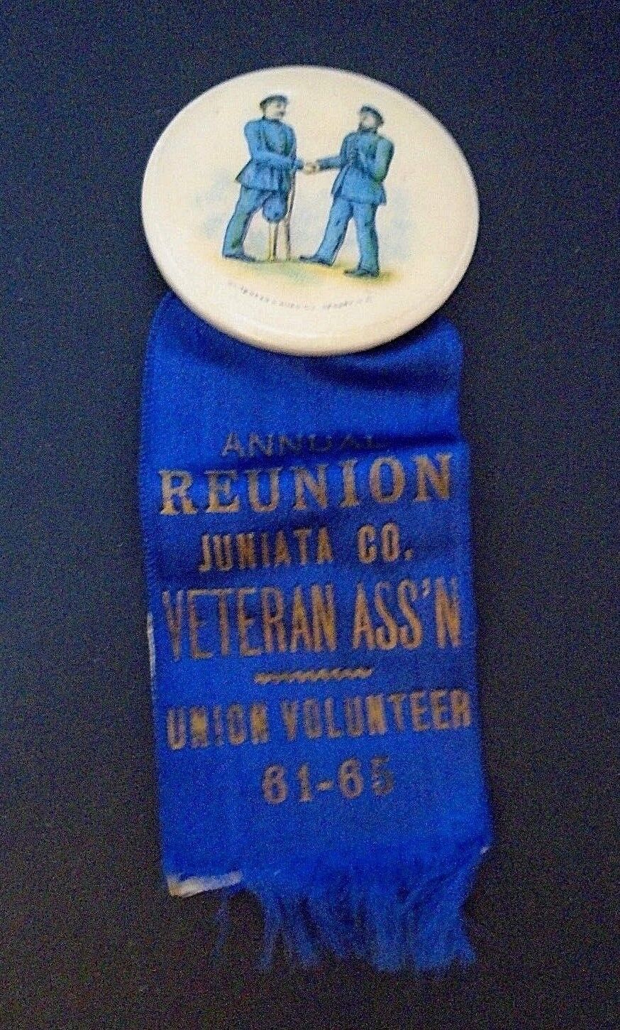 Rare Civil War Annual Reunion Juniata Co.Union Vols 1896 Celluloid Medal Ribbon