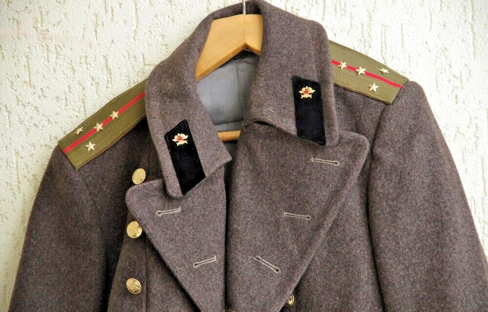 Vintage Soviet Military Uniform Overcoat Casual USSR Armed Forces
