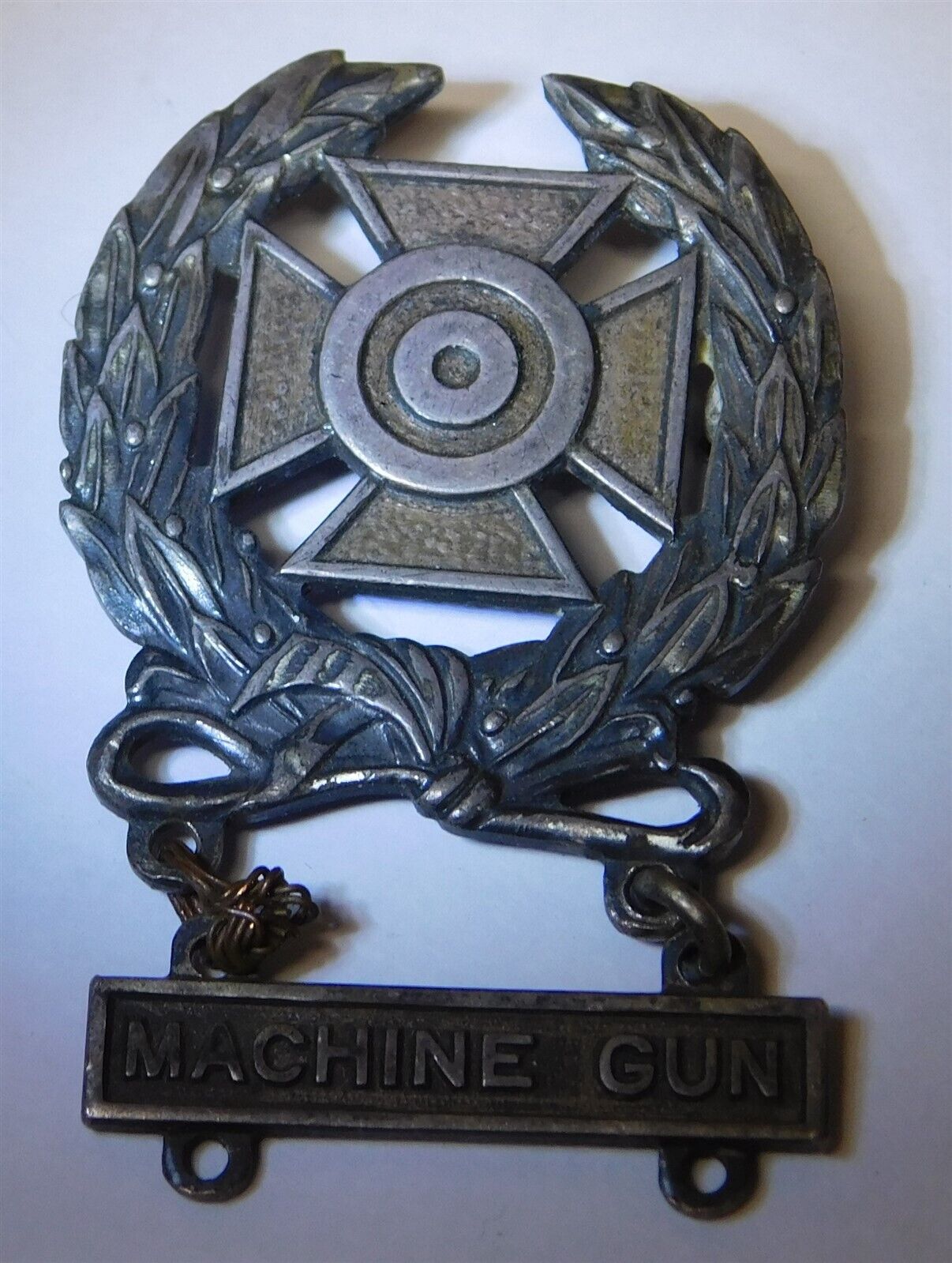 US Army 14g Sterling Silver Machine Gun Marksman Medal As-Is