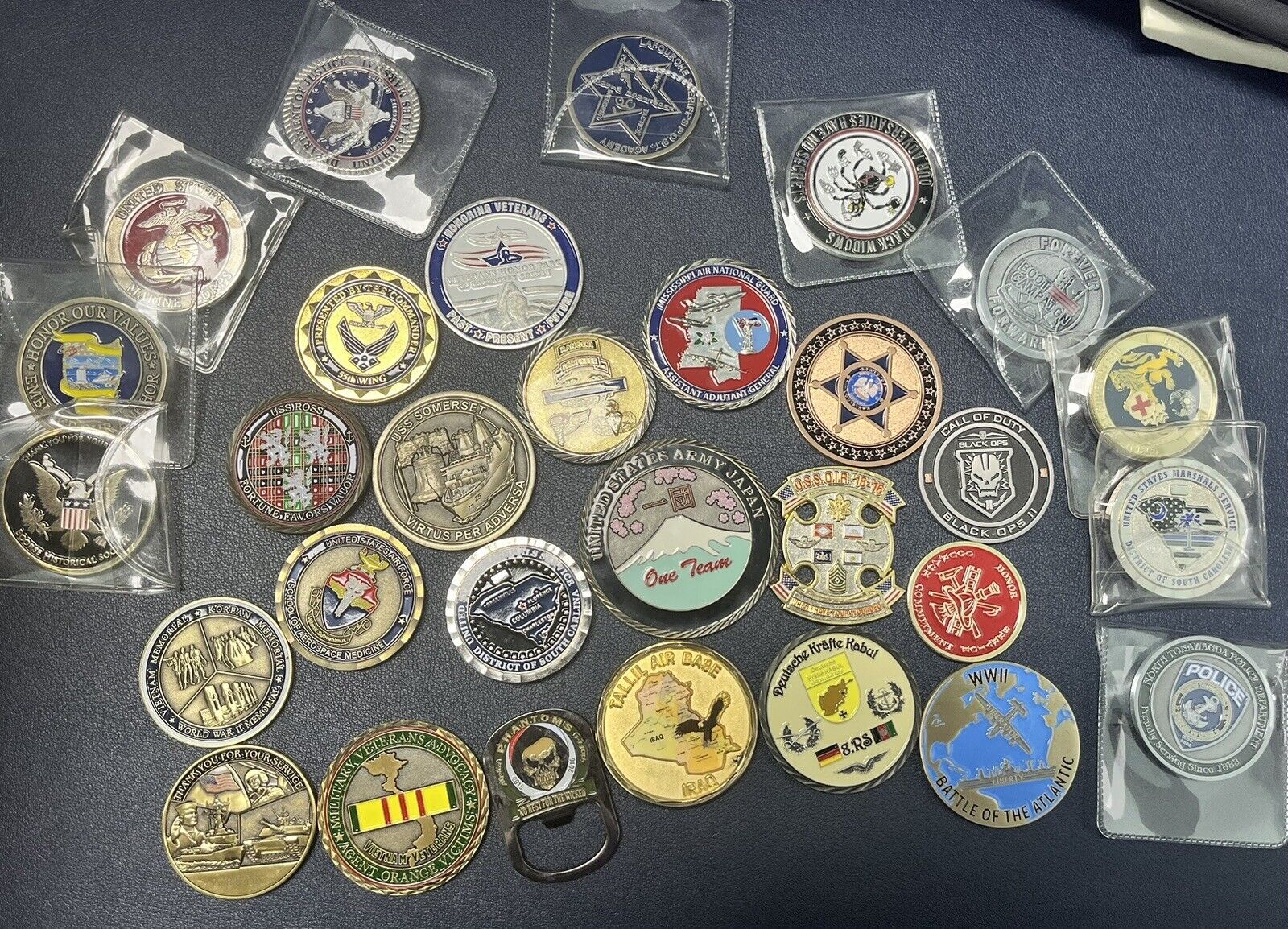 CHALLENGE COIN RANDOM SET OF 10 DIFFERENT MILITARY, POLICE, FIRE