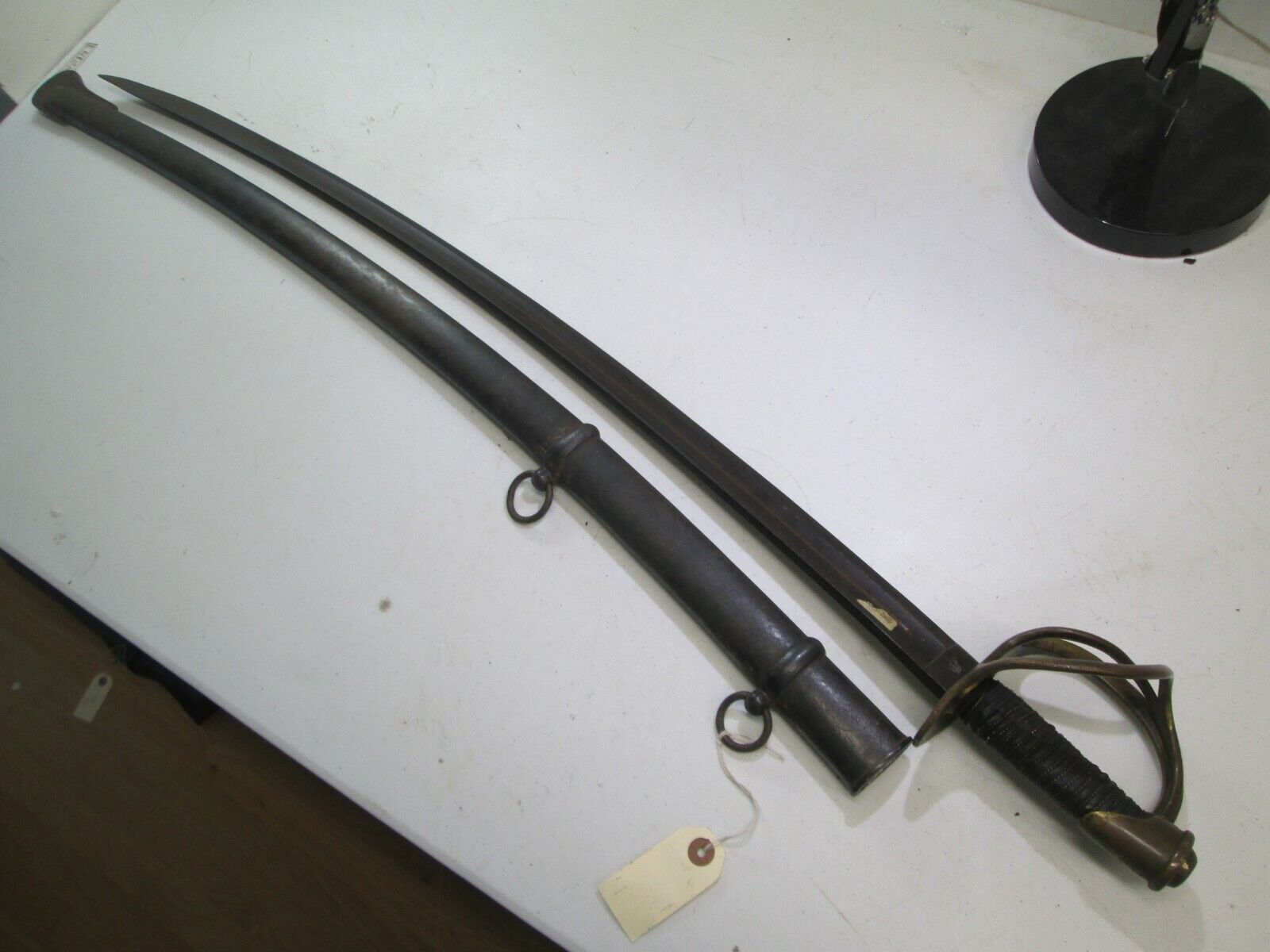 US CIVIL WAR CAVALRY SWORD & SCABBARD MARKED NP AMES CABOTVILLE DATED 1848 #A17